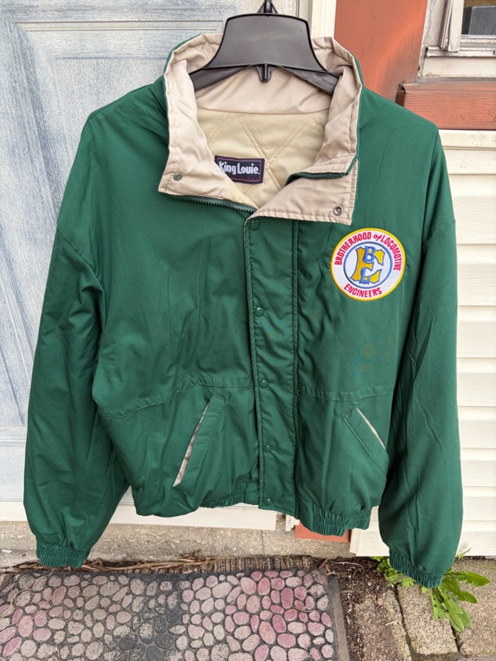 Vintage XL King Louie Green Jacket ‘Brotherhood of Locomotive Engineers’ Patch